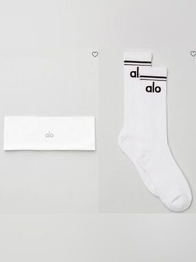 BUNDLE: ALO Yoga Throwback Sock & Performance Conquer Headband - WHITE